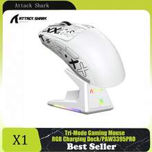 ATTACK SHARK X1 Wireless Gaming Mouse With RGB Charging Dock, PAW3395 PRO Sensor Up To 40K DPI,53g Ultra Light Tri-Mode Computer Mice,1KHz Polling Rate 5 Programmable Buttons For WIN/ - Multicolor - View 1