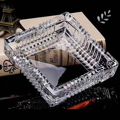 3pcs Square Crystal Ashtray Set, Elegant Ashtray Suitable For Hotel, Home, Office And Various Occasions, Stylish And Practical