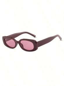 1 Pair Women's Burgundy Oval PC Frame Solid Color Retro Small Frame Personalized Casual Fashion Street Snap Minimalist Glasseswomen Fashion Glasses Valentine's Day - 酒紅色 - 查看 5