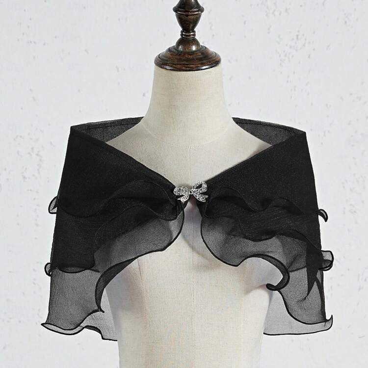 单件新娘披肩头纱，薄款婚纱披肩，单肩新娘披肩，适合搭配婚纱、晚礼服、开衫 - 彩色 - 查看 11