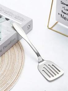 1/2pcs Stainless Steel Slotted Spatula, Suitable For Kitchen, Restaurant, Camping - Silver - View 6