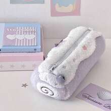Plush Blueberries/Strawberries/Cherries Swiss Roll Pen Bag Large Capacity Pencil Case Portable Stationery Pouch Storage Bag Students Gift - Multicolor - View 7