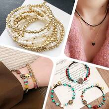 30颗磨砂圆形黄铜珠，18K镀金，3/4/5/6毫米金属球珠，散珠隔珠，适用于珠宝制作，如手链、项链、耳环等工艺品。 - 彩色 - 查看 6