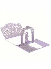 5sets/Pack Laser Cut Wedding Invitations, 3D Bride & Groom Greeting Cards With Heart Designs (Includes 5pcs Cover & 5pcs Blank Inner Cards), Engagement Party Invitations - Multicolor - View 10