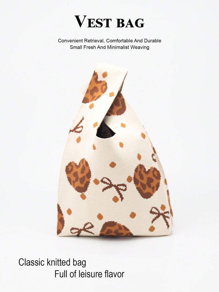 1个轻便可折叠可爱多色树脂镂空透气撞色针织手提包腕包，适合度假、拍照、上学等场合，女士适用。 - 米色 - 查看 1