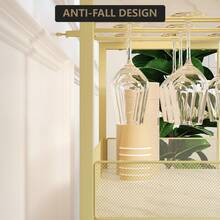 Armario de Bar de Vino Moderno de 36 Pulgadas con Puerta de Malla - Estante de Vidrio Ajustable y Estantes Extraíbles para Almacenar Licores, Armario de Bar Libre para Cocina y Comedor - Oro - con luces - Ver 3