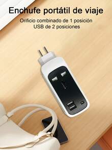 2 piezas Barra multicontacto con 1 enchufes, 2 puertos USB,Adecuado para el hogar, la oficina, los viajes, etc. - Multicolor (2 piezas) - Ver 9