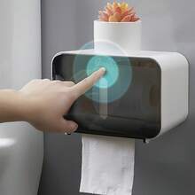 卫生纸架、浴室储物、节省空间、纸巾盒盖、优雅的设计、方便取用、整洁的浴室、时尚的浴室配件、易于安装、耐用的材质浴室装饰秋季装饰 - 黑色 - 查看 5