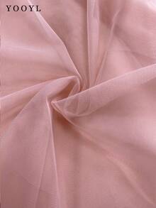 Yooly Mesh Tent A-Shaped Loose High-Waisted Rubber Band Waist Skirt, Daily Casual Fashion Vacation Birthday Party Dating Activities - Pink - View 4