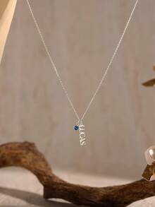 1pc Customized Heart-Shaped Vertical Hanging Name Necklace, Women's Stainless Steel Gold Letter Personalized Birthday Gift - Multicolor - View 10