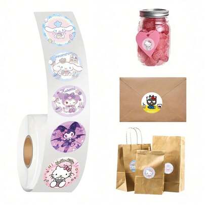  500 Stück/Rolle Sanrio Charakter Aufkleber, Siegelband, Cartoon Scrapbooking Aufkleber, Material für DIY Handyhülle