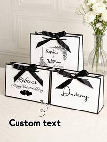1pc Personalized Bridesmaid Gift Bags, Customize Text,Custom Wedding Gift Bags, Bachelorette Party Bag, Bridal Party Gift Bag, Ribbon Gift Bag,Elegant Gift Bag,Personalized Bridesmaid Gift Bag, Elegant Bridal Party - Multicolor - View 7