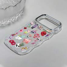 Skull Mobile Phone Case Decorated With Colorful Flowers And Sweet Treats Design Suitable For IPhone 16, 15, 14, 13, 12 And 11 Pro Models Made Of TPU Material And Provides Shockproof Protection Perfect For Family Friends Children Birthdays Spring Holidays Boyfriends Girlfriends And Valentine's Day Gifts - 透明CZ33 - 查看 4