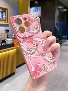 1个蝴蝶结UV印刷防摔手机壳，适用于三星/Galaxy/Infinix/Redmi/OPPO/VIVO/Realme安卓机型 - 粉色 - 查看 2
