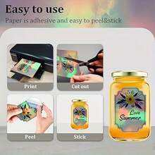 420 Sheets Holographic Printable Sticker Paper, Compatible With Inkjet And Laser Printers, Glossy Vinyl Sticker Paper, Quick Dry - 8.3X11.7 Inches, Rainbow Color - 10ps - View 8