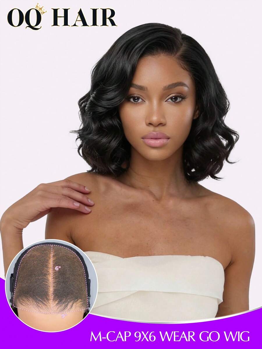 OQ 200% 密度，8-16 英寸 M 型帽，无需胶水即可佩戴，丝滑海洋波浪波波头，9x6 透明蕾丝前额假发，预漂白，细小发结，自然色，预拔发际线，情人节礼物，无需胶水，新手友好，耐用持久，轻盈帽型，全天舒适，掉发极少，适合日常佩戴，办公室女性适用。 - SNatural - 查看 1