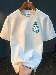 Disney Men's Fashionable Casual Streetwear, Print Short-Sleeved T-Shirt. - White - View 1