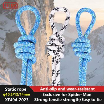 Cuerda de escalada en roca de 1m, cuerda de rapero estática para exteriores de 10,5/12/14mm para rescate de incendios, Escape de , escalada en árboles para deportes al aire libre FQIB