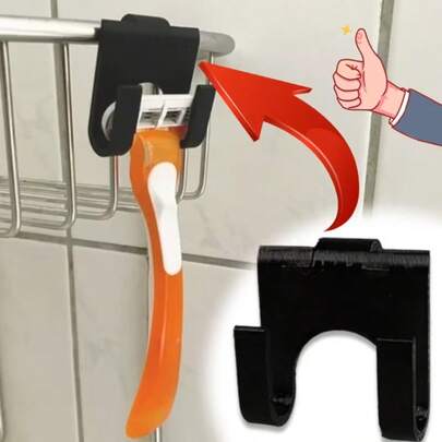 1pc No-Drill 3D Printed Razor Holder - Practical Bathroom Shaving Organizer, Vanity Decor - Durable Shower Accessory - Perfect Gift For Home Owners And Grooming Enthusiasts