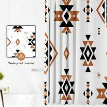 Western Shower Curtain Vintage Shower Curtain Abstract Farmhouse Boho G... - White - View 3