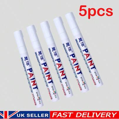 5Pcs White Waterproof Paint Pen Permanent Oil Based Car Tyre Tire Metal Marker UK