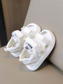Kids' Breathable Mesh Sports Sandals - Dual Adjustable Hook And Loop Strap Design, Lightweight Shock-Absorbing Sole, Open Toe, Casual Summer Toddler Shoes - White - View 1