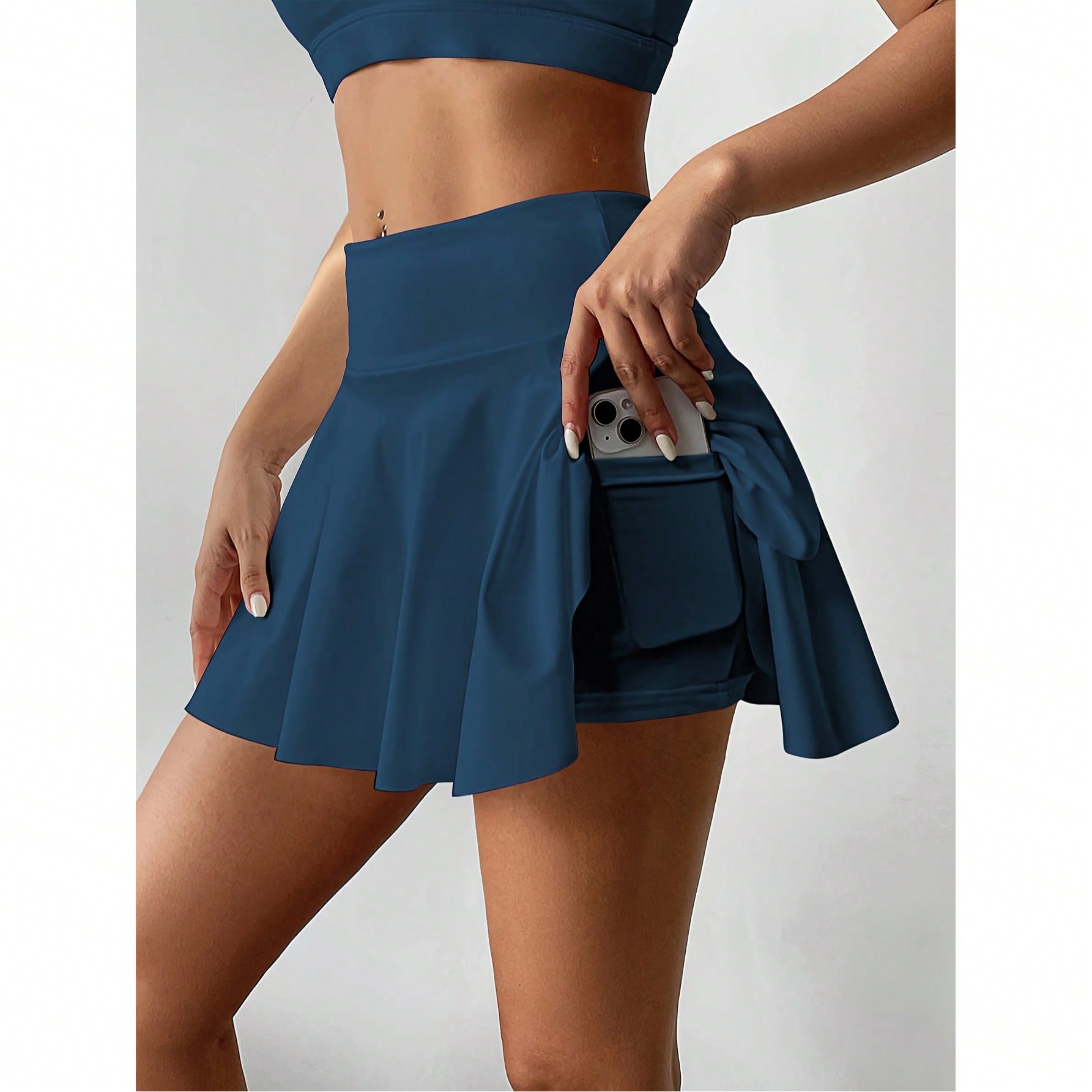 Pantalón falda de tenis de cintura alta blanco, shorts/falda 2 en 1 anti-deslumbramiento para golf/bádminton/fitness con bolsillos, falda pantalón