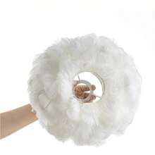 手工波西米亚羽毛灯罩 - 高品质羽毛，无需用电，现代简约设计，适用于卧室、婚礼和家居装饰，艺术灯罩，浪漫卧室装饰，独特照明，卧室装饰灯罩 - 羽毛燈罩 - 查看 5