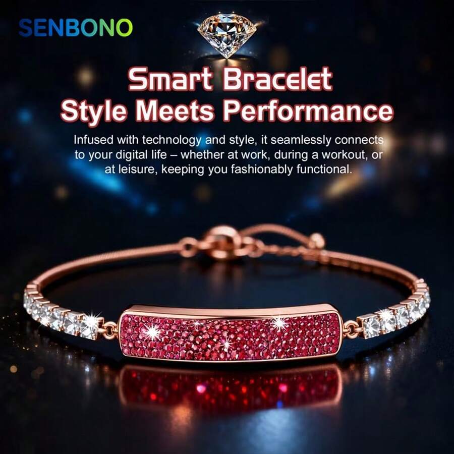 SENBONO Elegant Ladies Smart Bracelet, 5ATM Waterproof, Sleep & Fitness Tracker, Ladies Smart Bracelet With Sleep Monitoring, Activity Tracking, Compatible With IOS And Android, Perfect Gift - Multicolor - View 1