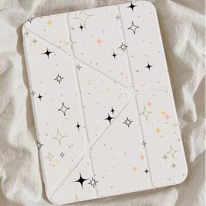 这款精美可爱的卡通动漫闪亮星星双面亚克力水晶透明后盖，防震耐用，适用于第7代、第8代（10.2英寸）和第10代iPad。它内置笔槽，支持睡眠/唤醒功能和多种折叠支架模式，是理想的节日礼物。