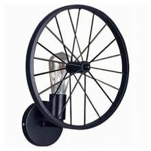 OISE ART STORE Applique A Parete Stile Vintage Lampada Forma Di Ruota Bicicletta Nero E27 Aq62 - - Multicolore - Visualizzare 1