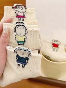 CRAYON SHINCHAN 5 Pairs Women's Crayon Shin-Chan Cartoon Pattern Soft & Comfortable Ankle Socks - Multicolor - View 4