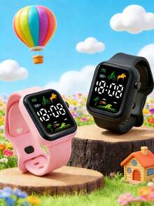 2pcs LED Digital Electronic Watch With Step Counter, TPU Soft Breathable Strap, Suitable For Students, Children, Teenagers, Sports, Outdoor, Christmas Gift - Multicolor - View 3