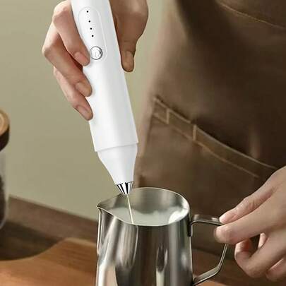 1pc Rechargeable Electric Milk Frother, USB Charging, 3 Speed Settings, Mini Electric Milk Foamer Suitable For Coffee, Latte, Cappuccino, Hot Chocolate, Egg