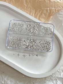 6格3D合金星星美甲饰品 星光金属银色金色饰品 美甲装饰 Y2K美甲DIY配件 美甲用品 美甲宝石 指甲 - 彩色 - 查看 8