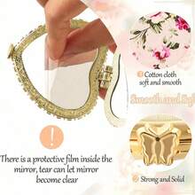 One Portable Heart-Shaped Folding Makeup Mirror With A Cute Fabric Cover And Printed Pattern - A Double-Sided Makeup Mirror, Perfect For Home And Travel. An Ideal Gift For Women, Girls, Mothers, Friends, And Wives. Small Mirror, Pocket-Sized Vanity Mirror. Suitable For Living Room, Home, Bedroom, Bathroom, Home Decor, Travel, Weddings, Parties, Birthdays, Men's Gifts, Moms, Dads, Best Friends, Teachers, New Year's Gifts, Accessories, Funny Gifts, Cosmetics, Inexpensive, Room Decor, Dressing Table, Travel, Bedroom, Makeup Accessories, Mirror, Vanity Mirror, Mini Mirror, Small Mirror, Handheld Mirror, Cheap, Christmas Stocking Gift, Cosmetics, Makeup Tools, Inexpensive Items, Gifts, Women's Gifts, Christmas Gifts.,Cheap,Valentine's Day,Cheap Items,Travel,Travel Essential,Room Decor,Valentine's Gift,Cheap Stuff,Room,1 Dollar Items,Vacation Essentials,Gifts For Women,Bedroom,Valentine,99 Cent - trắng - Xem 8