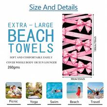 1 pieza Toalla de playa con lazo rosa, manta de playa extra grande de microfibra súper suave, toalla de baño súper absorbente, adecuada para viajes, piscina, buceo, surf, yoga, camping, disponible en varios tamaños, accesorios de playa para playa, piscina, viajes, camping, decoración de baño de yoga - A - Ver 14