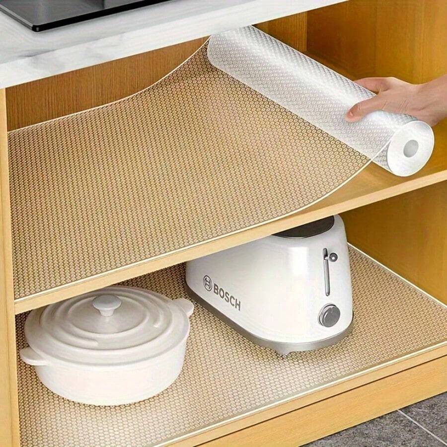 1 Roll, Cabinet Liner, Suitable For Cabinets, Drawers And Refrigerators, Easy To Clean, Waterproof, Oil-Proof, Moisture-Proof, Dust-Proof, Kitchen Countertop Pad, Furniture Cabinet Drawer Organizer, Home Decor, Party & Christmas Storage - trắng - Xem 1