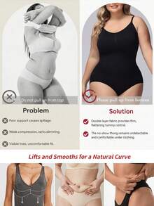 Hapewear Bodysuit For Women Seamless Triangle Tummy Control Bodysuit Slimming Butt Lifter Body Shaper,Anti-Slip Strapless Waist & Tummy Shaping Tops Petite Solid Bandeau Bodysuit ,Tube Summer Body Suit - Black - View 5