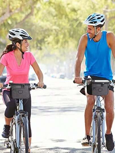 1pc Adjustable Polyester Foldable Handle Bag - Suitable For Outdoor Sports Like Skateboard, Bicycle And Cycling - Spacious Storage, With Adjustable Shoulder Strap, Outdoor Cycling Gear, Bicycle Bag, Scooter Front Bag, Foldable Handle Bag