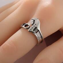 1枚可调节哥特式戒指，饰有埃及神祇图案，纯色波西米亚朋克风个性戒指，男女皆宜的铜质护身符饰品，独特礼物 - 埃及眾神開口戒指 - 查看 11