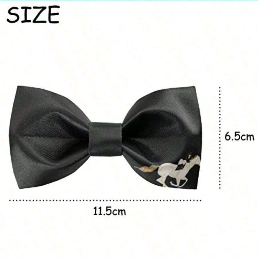 Pajarita de Seda 100% Satín Preatada para Hombre Sólida para Equitación y Eventos Formales - negro123 - Ver 1