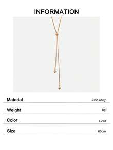 珠子裝飾Y字項鍊 - 金黃色 - 查看 6