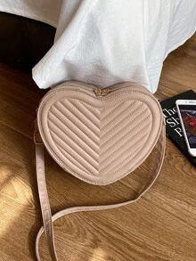 1 pièce Sac bandoulière matelassé en forme de cœur de couleur unie, sac à épaule mini stylé, sac à main léger - idéal pour les femmes, les étudiantes, les jeunes filles, parfait pour un usage quotidien, les sorties décontractées, les courses, les rassemblements de vacances - Multicolore - Voir 13
