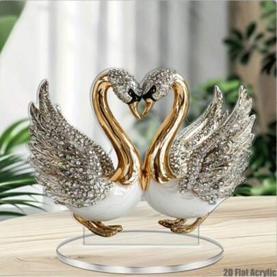 2 piezas Decoración acrílica 2D de cisne, placa y señalización decorativa con tema animal de 18 cm, adecuada para el hogar, oficina, boda, decoración de mesa resistente al agua y a los arañazos, gran regalo para mujeres, madres, Día de la Madre y graduación