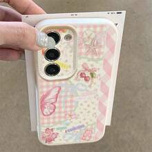 1个TPU拼接蝴蝶图案手机壳，兼容三星手机A15/A14/A13/A12/S24/S23/S22/S21/S20/S10/A72/A73/A71/A50/A53/A52/A32/A31/A05S - 白色 - 查看 1