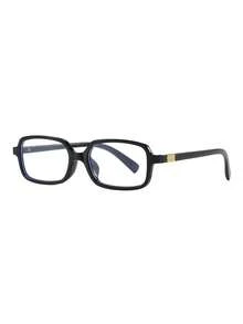 1 Pair Men's Black Rectangular PC Frame Personalized Small Frame Everyday Wear, Workplace, Office, Retro Literary Non-Prescription Glasses - Glossy Black - View 3