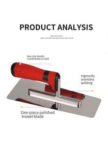 Stainless Steel Plastering Trowel Plaster Finishing Wall Tile Flooring Plaster Trowel Bricklayer Construction Tools - Stainless Steel Trowel With Red Handle - View 4