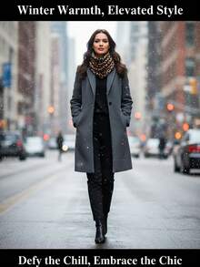 1件豹纹双面帽/围脖，保暖舒适，适合寒冷冬季穿着，也适合日常外出。 - 彩色 - 查看 6