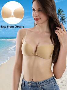 YIYANG 2/1 Pair Adhesive Strapless Push-Up Bra, Invisible Backless Sticky Bra, Seamless Bra For Dresses & Gowns, Mango-Shaped Bra, Lingerie & Pasties - Multicolor - View 2